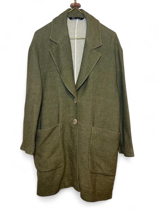 Zara Jackets & Blazers - Zara Linen Blend Olive Green Oversized Blazer Jacket | S | EUC